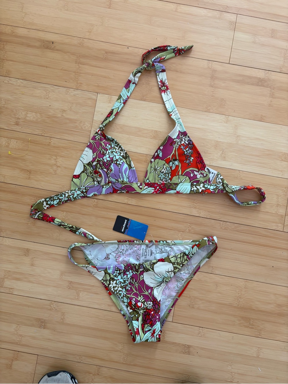 Patagonia Adour Floral Multi-Color Triangle Bikini NWT Small